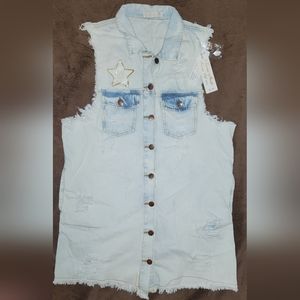ROMA STUDIO LIGHT BLUE DISTRESSED JEAN DRESS SMALL